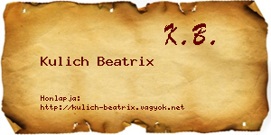 Kulich Beatrix névjegykártya